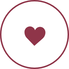 Icon of a solid heart with a circle around it.